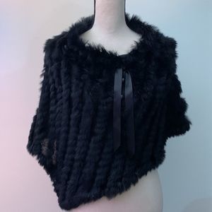 BLACK RABBIT REAL FUR PANCHO